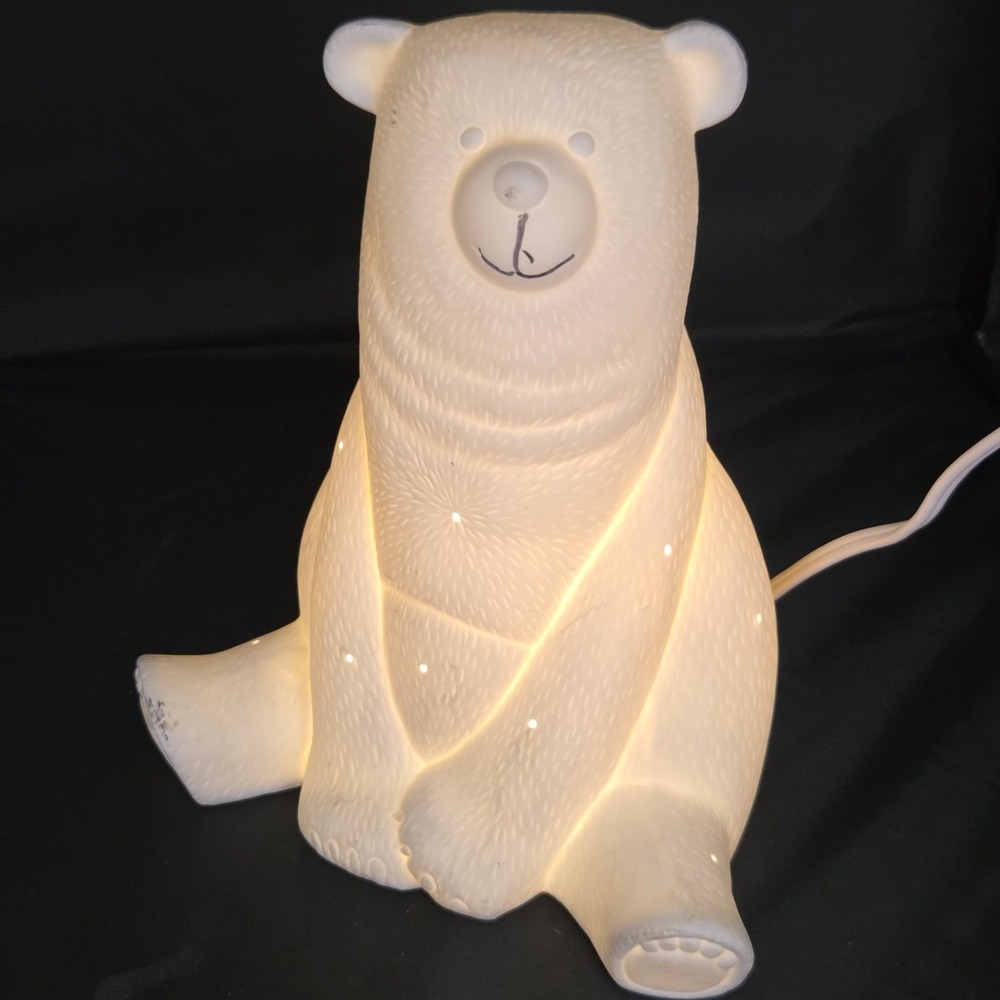 Belleek Pottery Living Bear Luminaire Lamp Kids Nursery Soft Warm Glow
